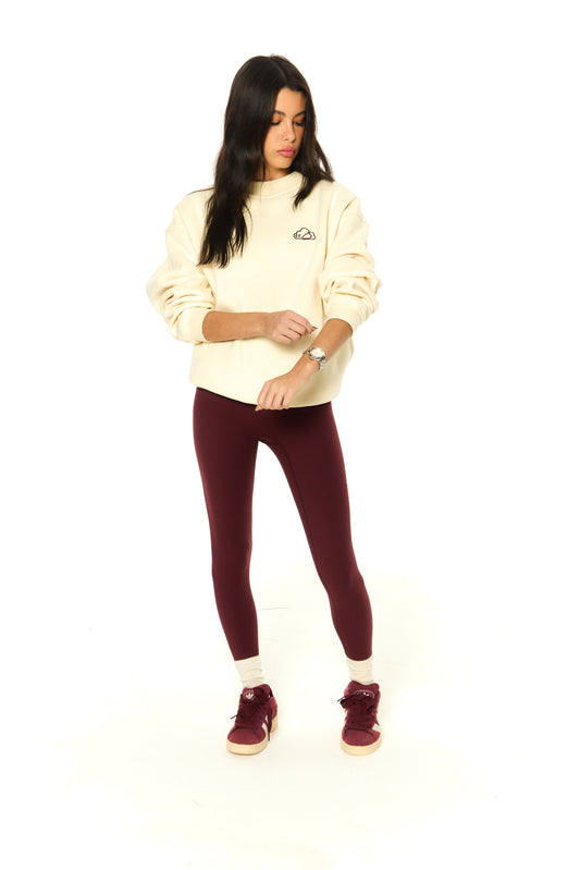 Cream Red Wine Fleece Lined Jumper